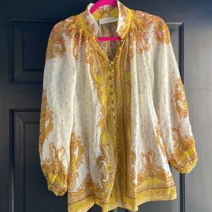 Zimmermann Yellow / Gold / White Blouse